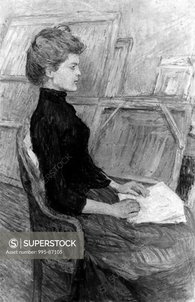 A Young Woman in a Studio by Henri de Toulouse-Lautrec, 1864-1901