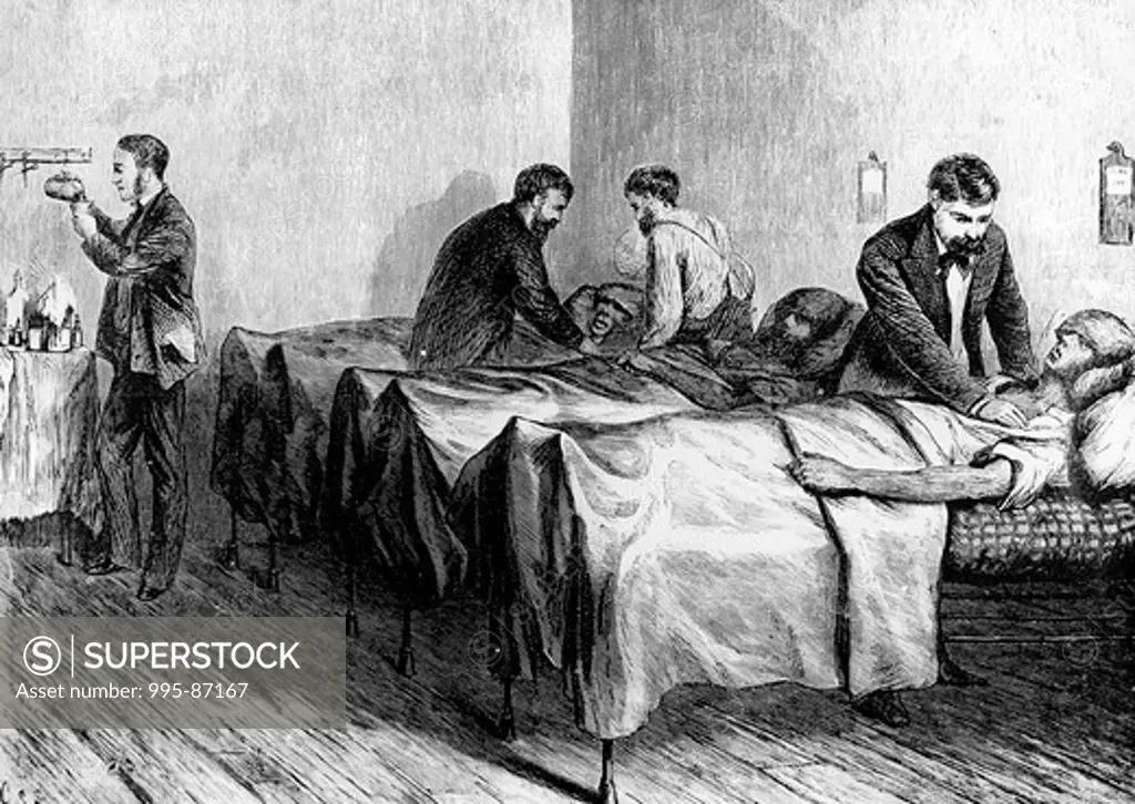 Where Are the Nurses Heat Wave in NYC: Sun-Stuck Patients at the Center Street Hospital by unknown artist, 1872