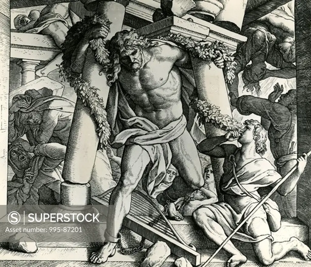 Samson's Vengeance and Death by Julius Schnorr von Carolsfeld, (1794-1872)