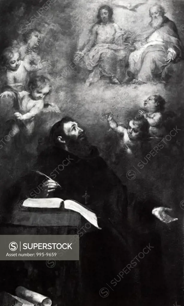 St. Augustine and Holy Trinity by Bartolome Esteban Murillo, illustration, (1617-1682)