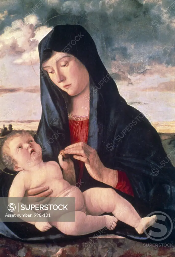 Madonna and Child in a Landscape by Giovanni Bellini,  Circa 1480,  (Circa 1430-1516)